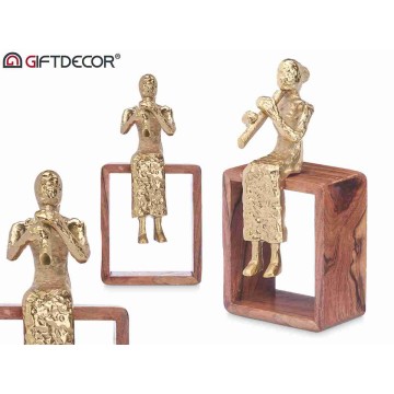 ARTE STATUA FLAUTO ORO BASE...