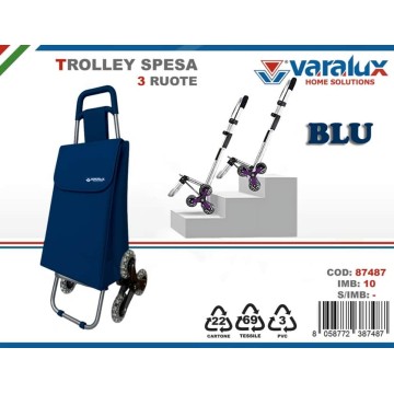 ICS CARRELLO SPESA 3 RUOTE BLU